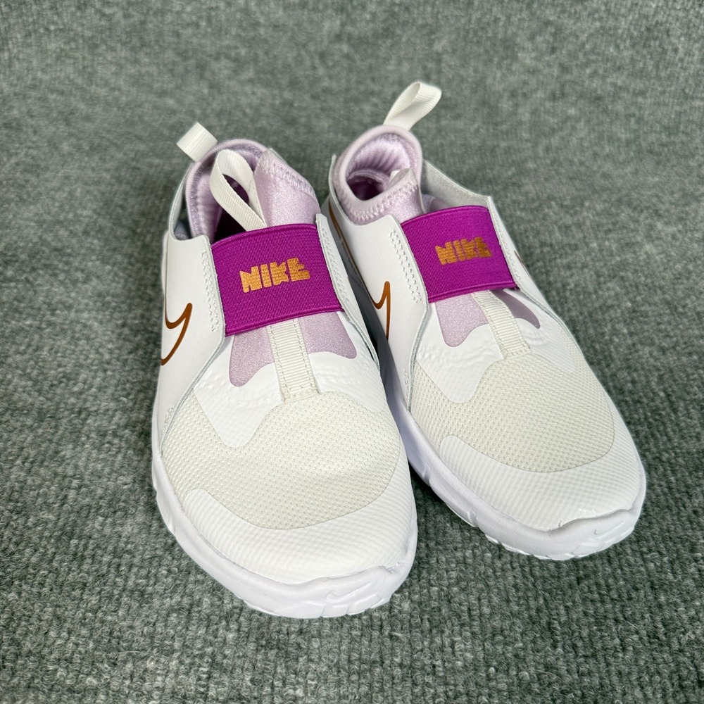 Nike Kids Girls 1Y Flex Runner Shoes Sneakers White Violet Slip On DJ6040-101 - Picture 2 of 7